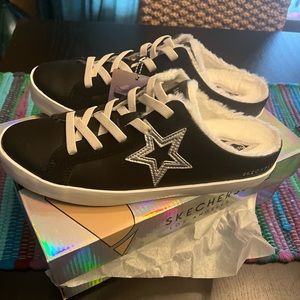 Skechers slip on faux fur sneakers